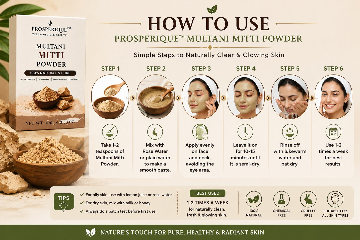 Prosperique 100% Pure Multani Mitti (Fuller's Earth) 100gm
